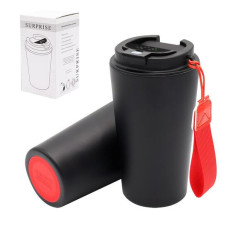 Термокружка Surprise To Go с индикатором - черный/красный