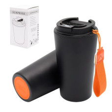 Термокружка Surprise To Go с индикатором - черный/оранжевый